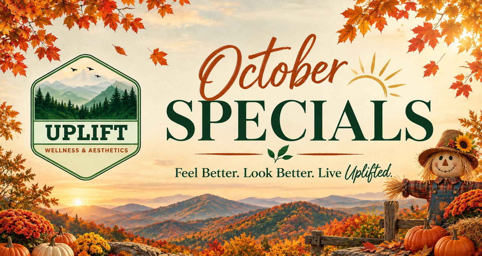 October Specials at Uplift Wellness & Aesthetics. Feel Better. Look Better. Live Uplifted.